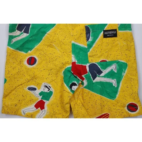 Vtg 70s Streetwear Mens Medium Abstract Beach Surfing Lined Shorts Trunks USA
